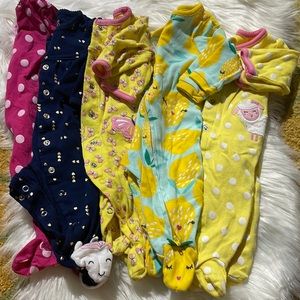 SOLD 🔥 2 FOR $10! 🔥 Set of 5 Footie pajamas sleepers size 3 months, 3-6 months